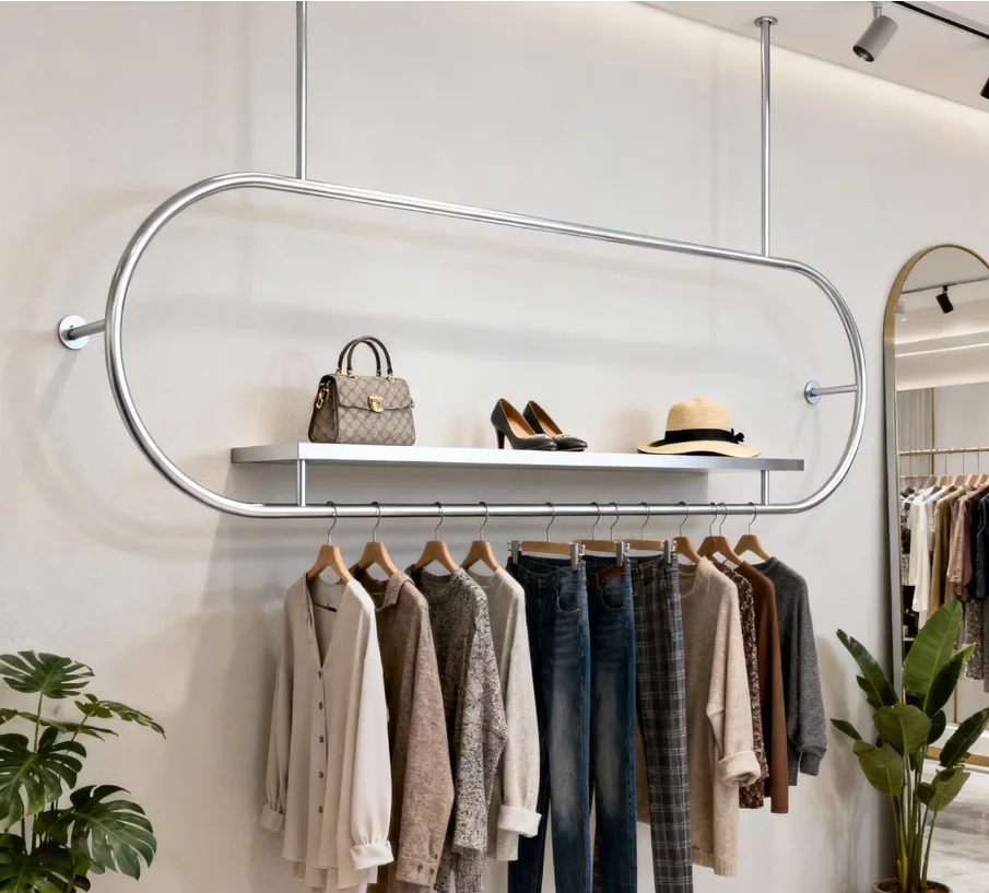 

Goldenwrought Iron Clothing Store Hanging Hangers On The Wall Industrial Style Women's Clothing Store Wall Wall Hanging Display