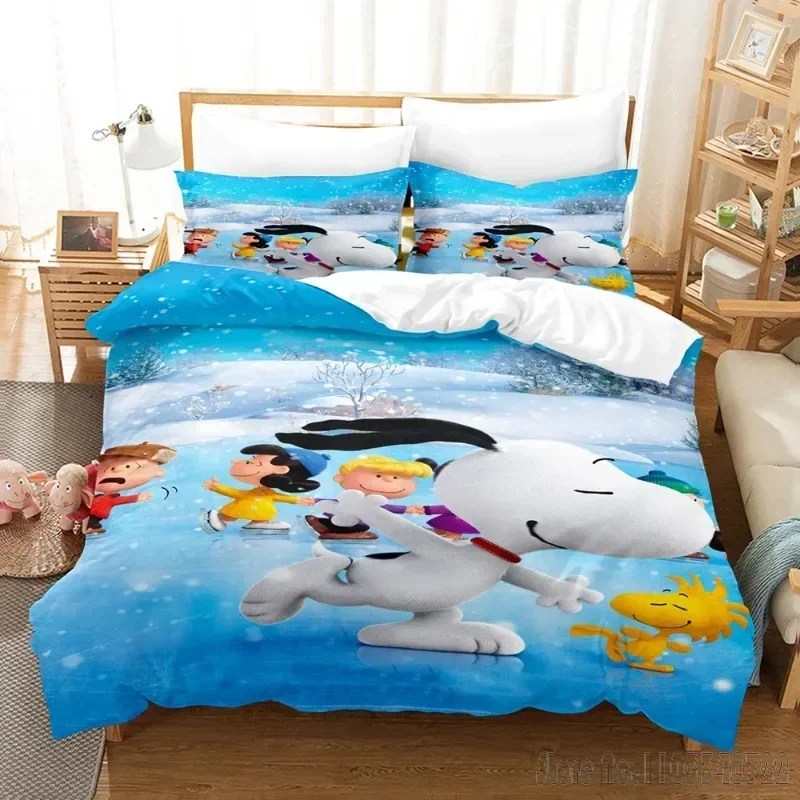 Snoopys Anime Harajuku 3D Print Duvet Cover Set HD Comforter Cover for Kids Bedding Sets Bedclothes Bedroom Decor