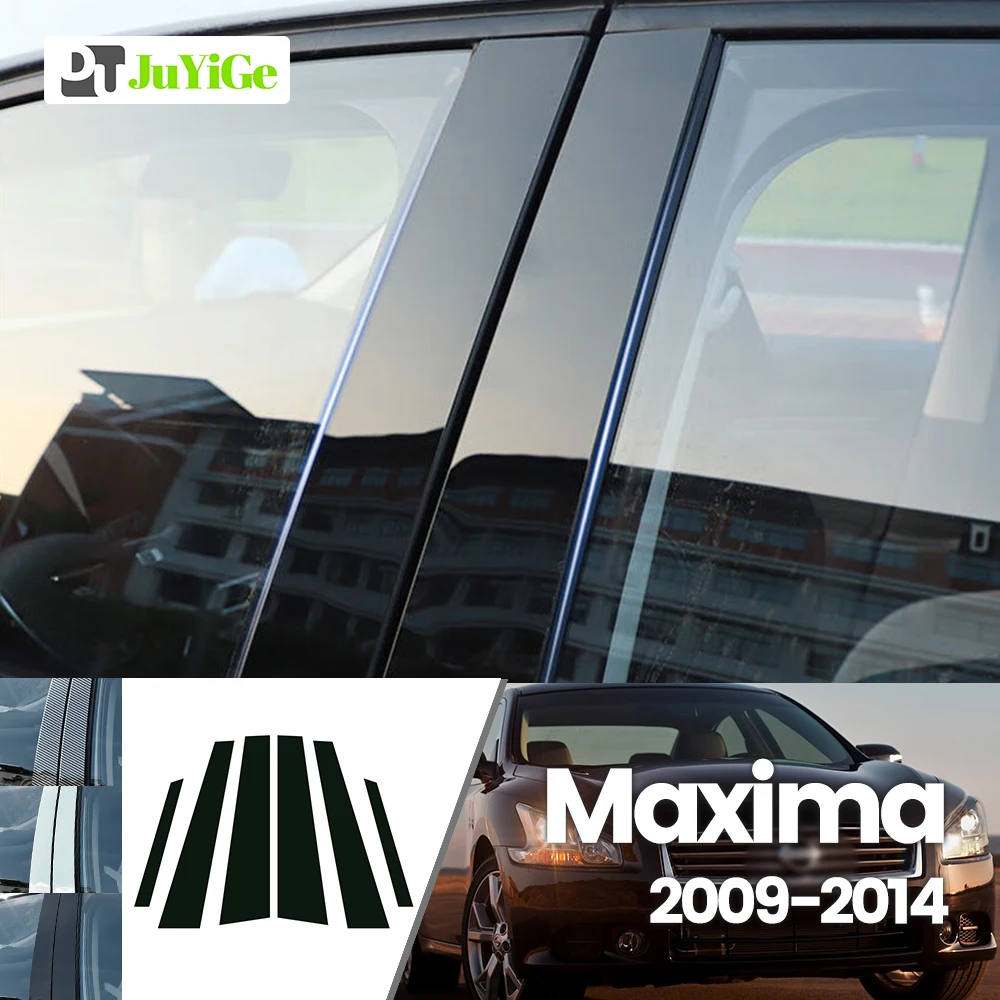 

For Nissan Maxima A35 J32 2009-2014 2010 2011 2012 Bright Black Carbon Fibre Window Door B C Sticker
