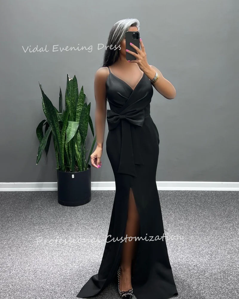 Vindal Evening dresses Crepe Sleeveless Halter Bow Mermaid Plain Floor-Length Fantastic Modern-style High-Quality For Woman