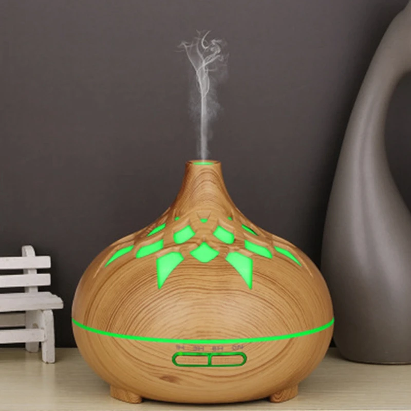 Difusor de Aroma de 500ML, humidificador de aire, difusores de aceite esencial, luces nocturnas coloridas por ultrasonido para el hogar y la Oficina, enchufe estadounidense