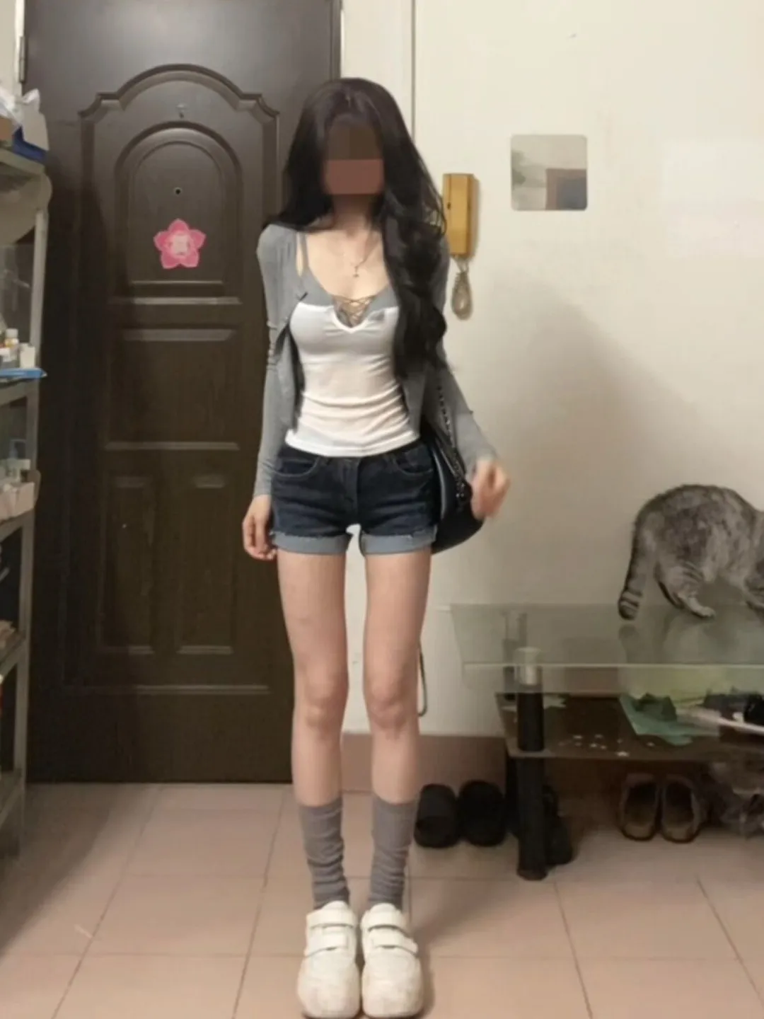 

Мягкий белый комплект нижнего белья в корейском стиле, весенняя коллекция: удобный кардиган с длинными рукавами и круглым вырезом, с высокой талией.