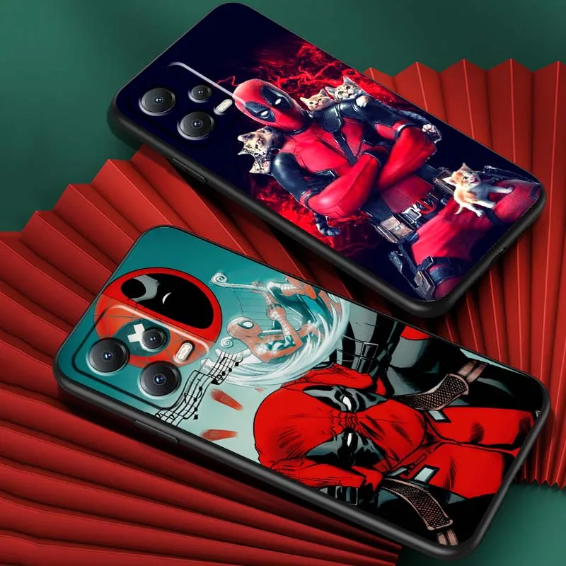 M-Marvels D-Deadpools Cool لـ Xiaomi Redmi Note 15 14 13 12 12S 11E 11 11S Pro Plus 4G 5G غطاء أسود ناعم من البولي يوريثان الحراري