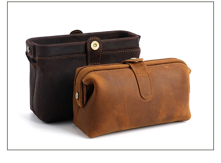 Echte Leder-Kosmetiktasche, multifunktionaler Reise-Toilettenartikel-Organizer für Damen, Herren, Unisex, Handytasche, Make-up-Tasche – Detail 11