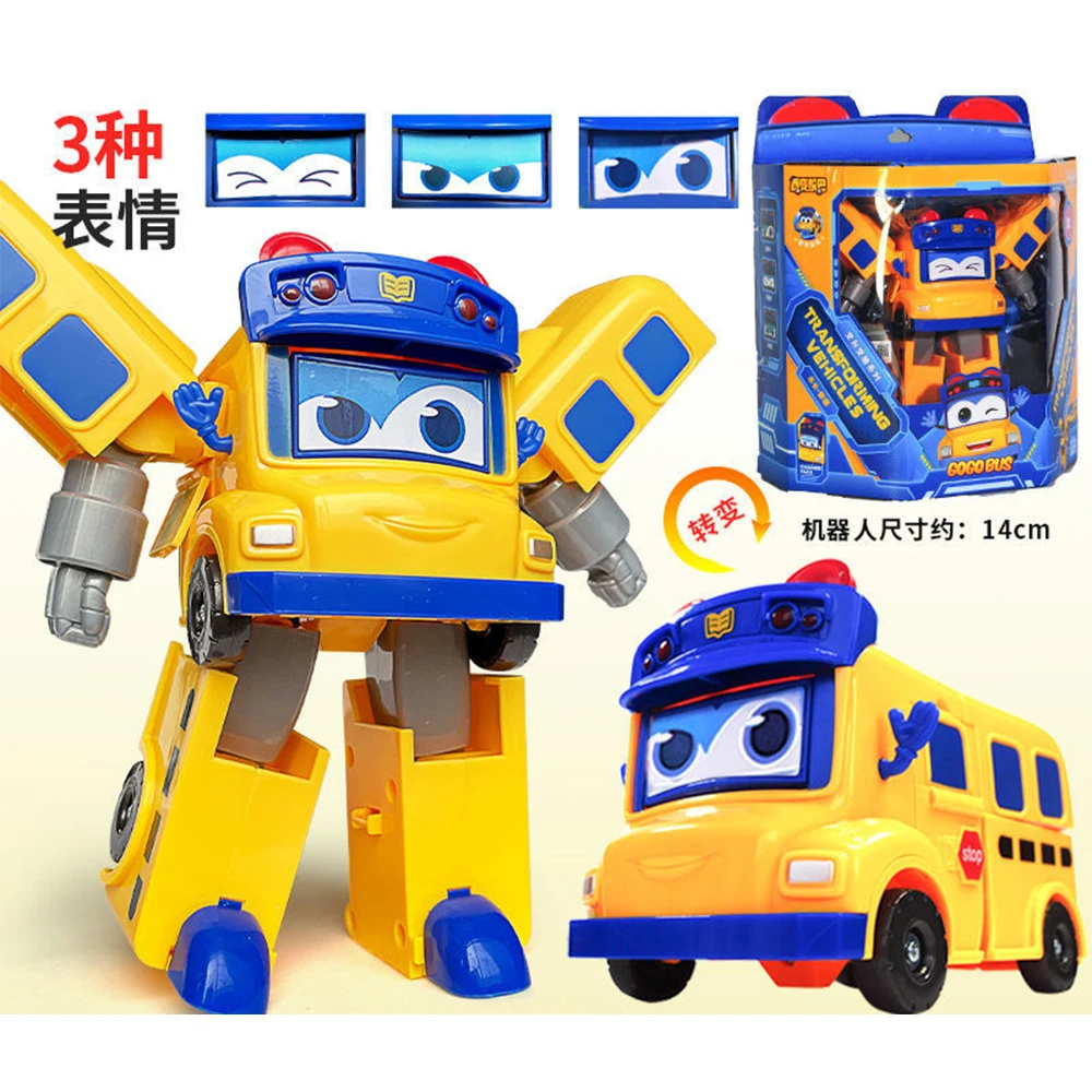 New ABS GGBOND Gogo Bus Transformation Face Series Action Figures Deformation Ambulance/Police/Fireman Slide Toys for Kids Gift