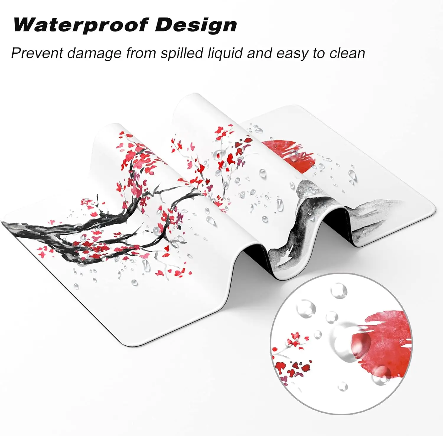 Sakura Gaming Mouse Pad XXL Large Marble Desk Rug Computer Keyboard 40x90cm Mat with Stitched Edge Non-Slip Base Plum Flower