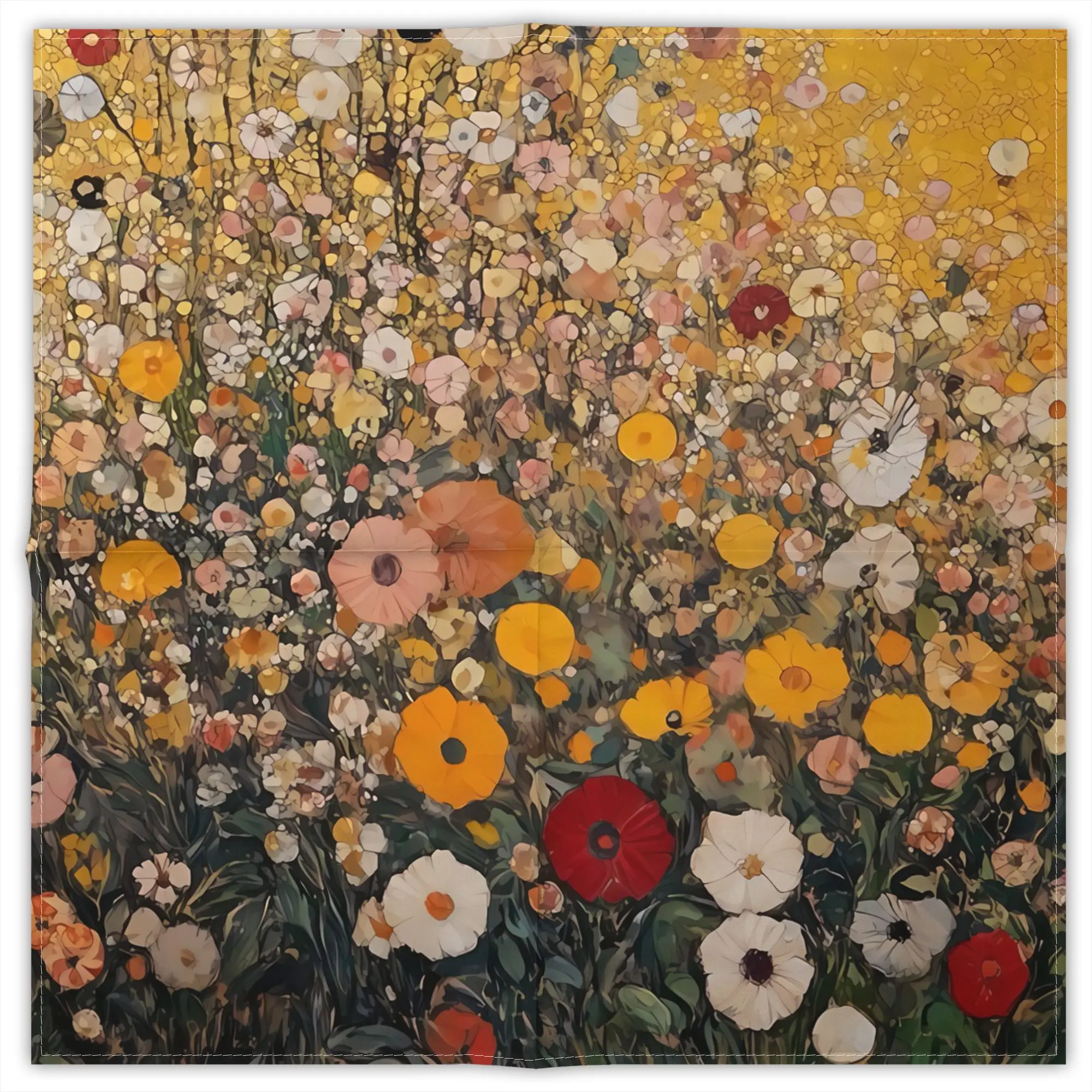 lenco-quadrado-de-moda-com-estampa-floral-de-gustav-klimt-decorativo-em-poliester-para-uso-diario