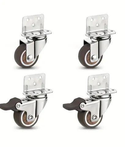 4개 세트 1/1.25/1.5/2 인치 L자형 측면 장착 캐스터 휠 소형 고무 가구 캐스터 회전식 카트휠 트롤리 캐비닛용