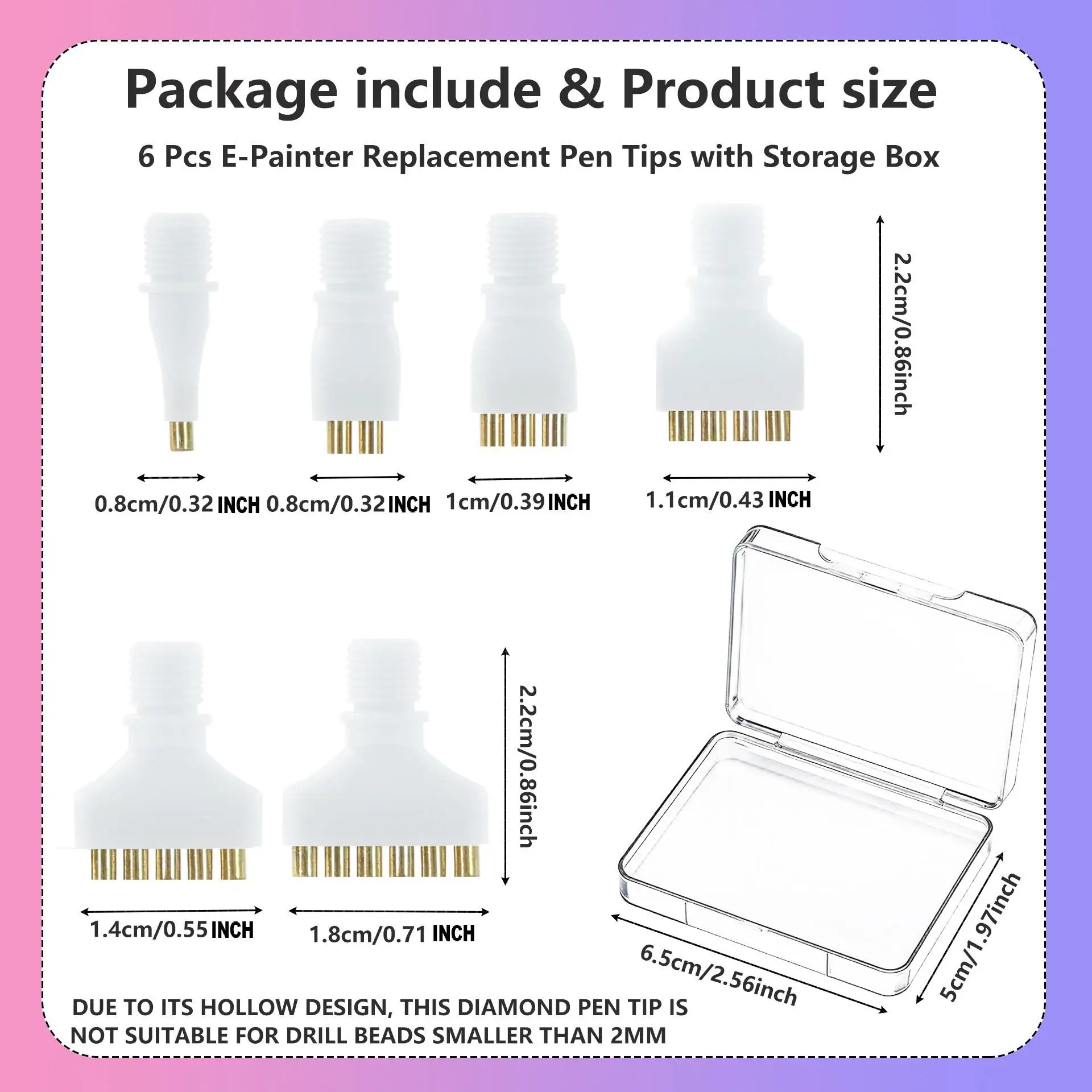 1/2/3/4/5/6 Diamond Painting Vacuum Pen Tip Set Tools, Vacuum Diamond Painting Pen Replacement Kit: Includes 6 Replacement Pen Tips