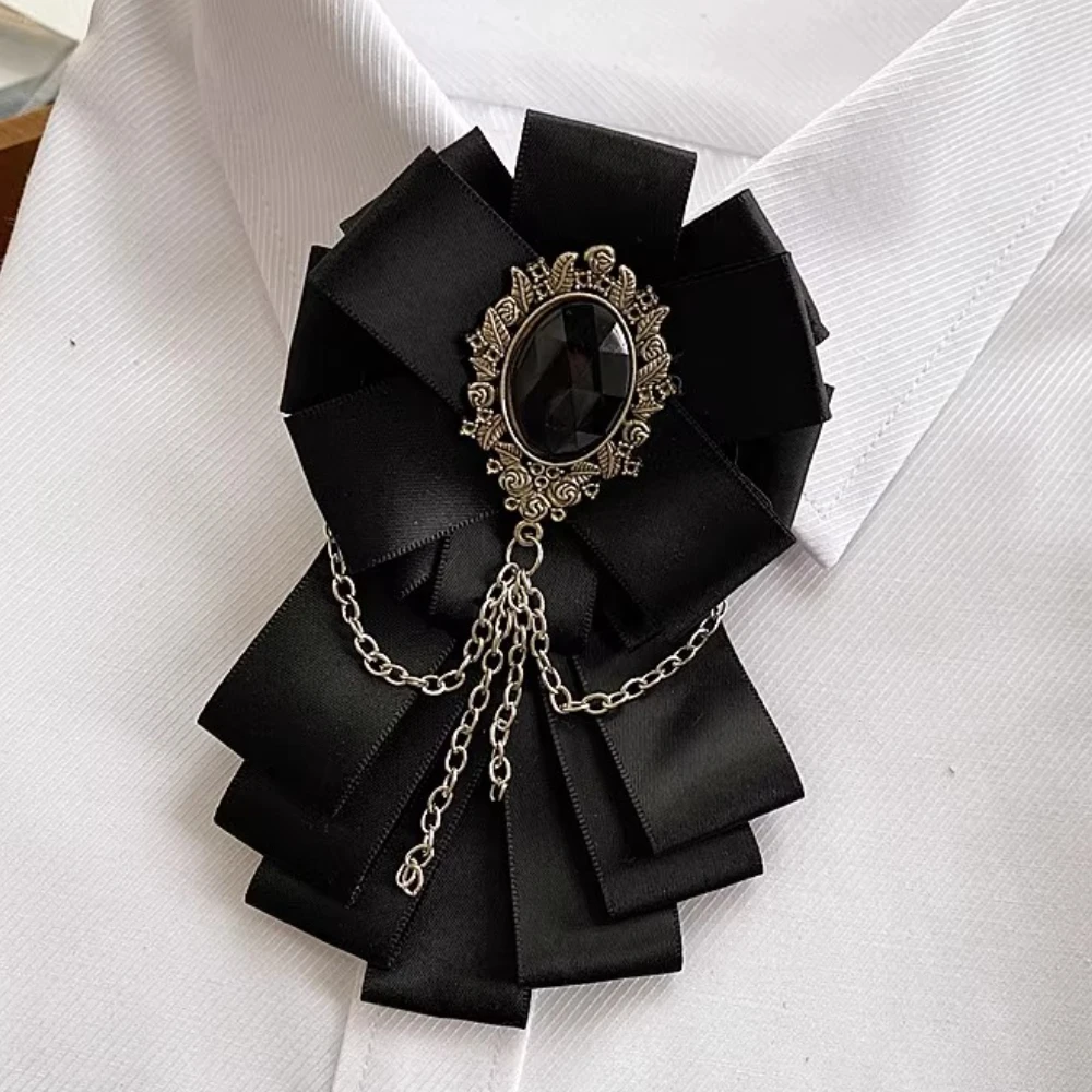 

High-End Ribbon Bow Tie for Men Groom Wedding British-Style Bowtie Tassel Shirt Necktie Luxulry Jewelry Accessories