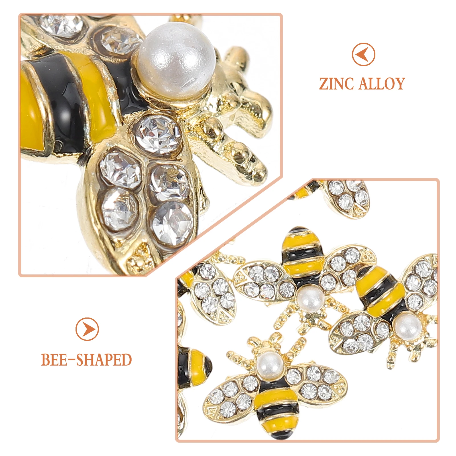 

20 Pcs Nail Gems Art Accessories Charm Alloy Bee Charms Applique Golden Embellishment Bees Jeweled Decor