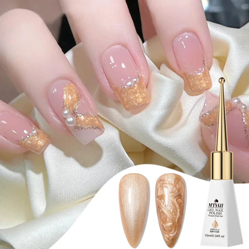 MTSSII 10ml Thread Shell Gel Nail Polish White Gold Blue 3D Pearl Shell Semi Permanent Soak Off UV LED Gel Nail Art Varnish