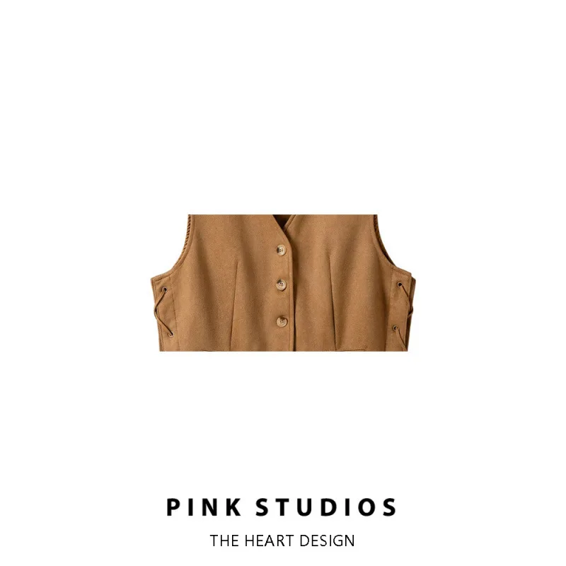 

Жилеты Жилеты Тонкий женский жилет Японская весна на подкладке из овечьей шерсти Мягкий Нежный Элегантный Минималистичный Классический Уютный Повседневный Без рукавов