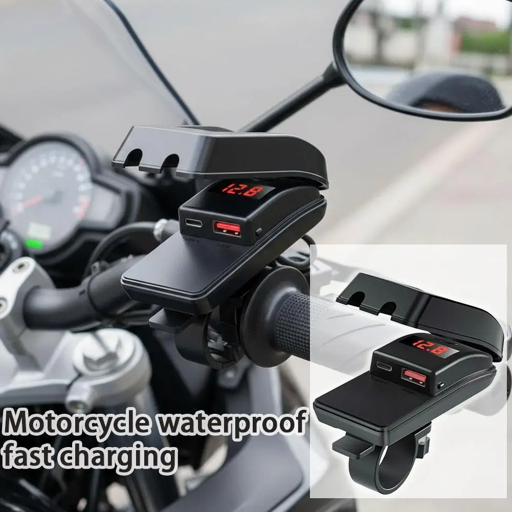

Водонепроницаемое быстрое зарядное устройство для мотоцикла, 36 Вт, USB Type-C, зарядный порт с дисплеем напряжения, крепление на руль, электрический велосипед для мотоцикла