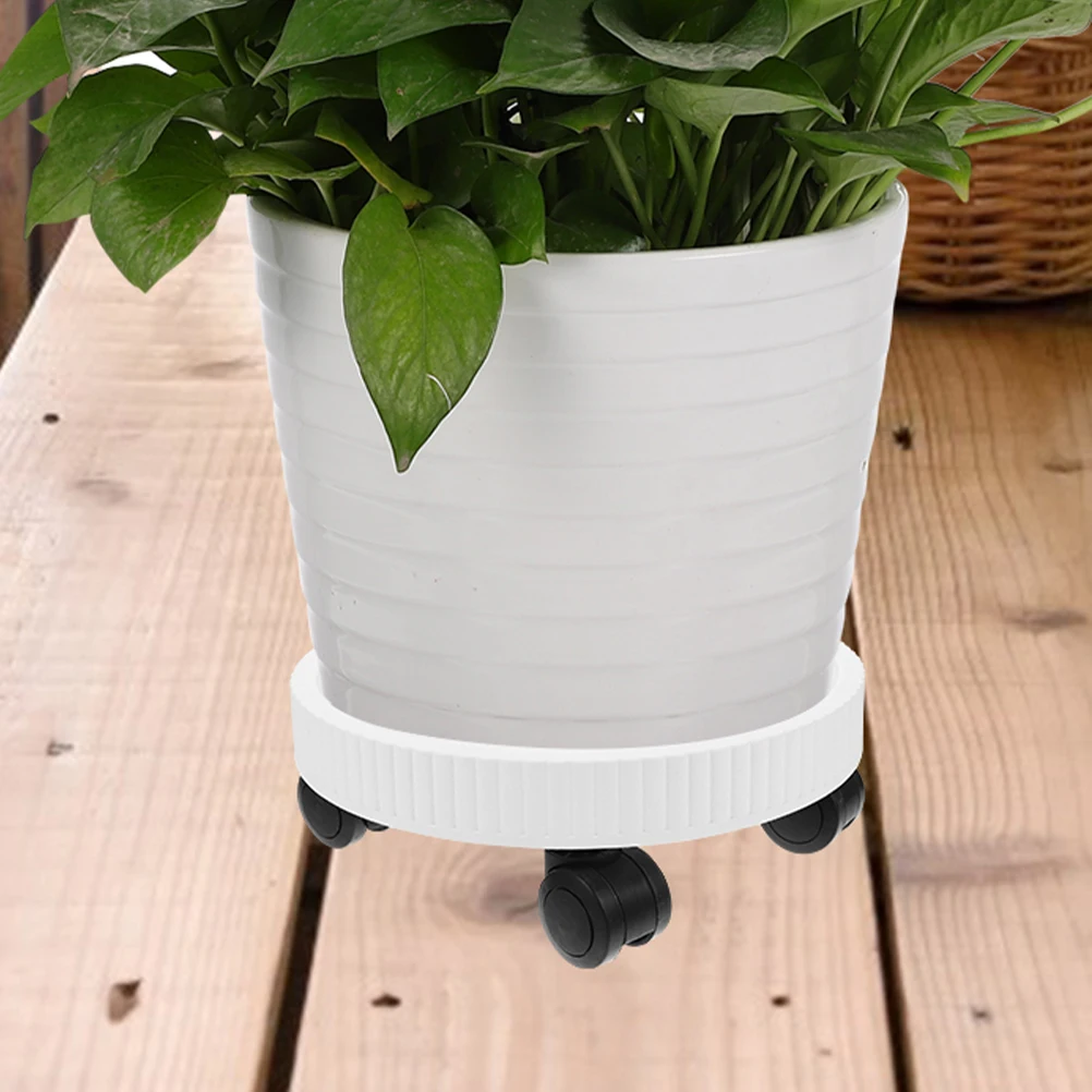 

Thickened Flower Pot Tray Flowerpot Stand Round with Universal Wheels Holder Plastic
