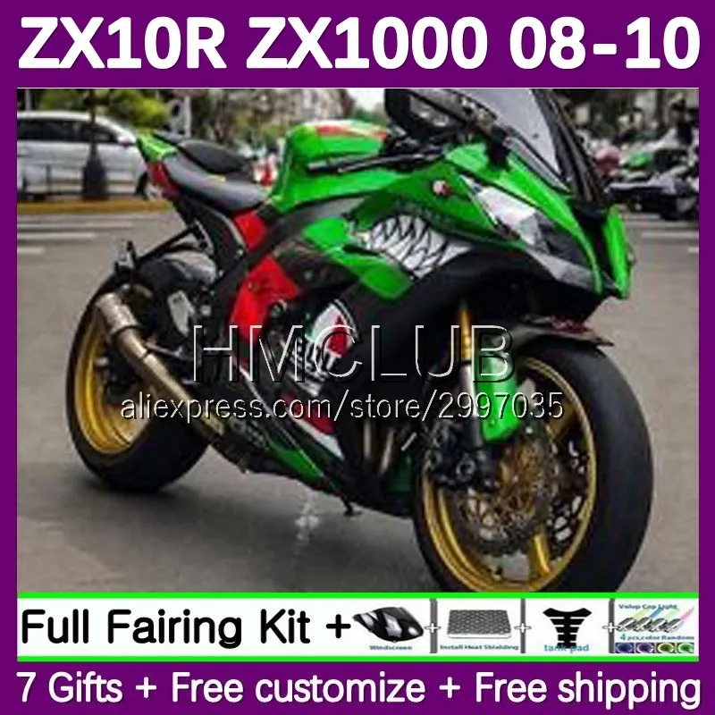 Shark Fish Fairing Kit For KAWASAKI NINJA ZX-10R ZX 10 ZX10 R 10R 1000 CC 112No.0 ZX10R 08 09 10 ZX1000 2008 2009 2010 Bodys