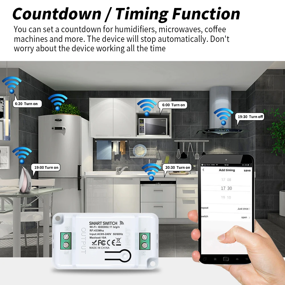 Tuya WiFi 433MHz Smart Home Wireless Timing Remote Control Wall Touch switch Appliances Google
