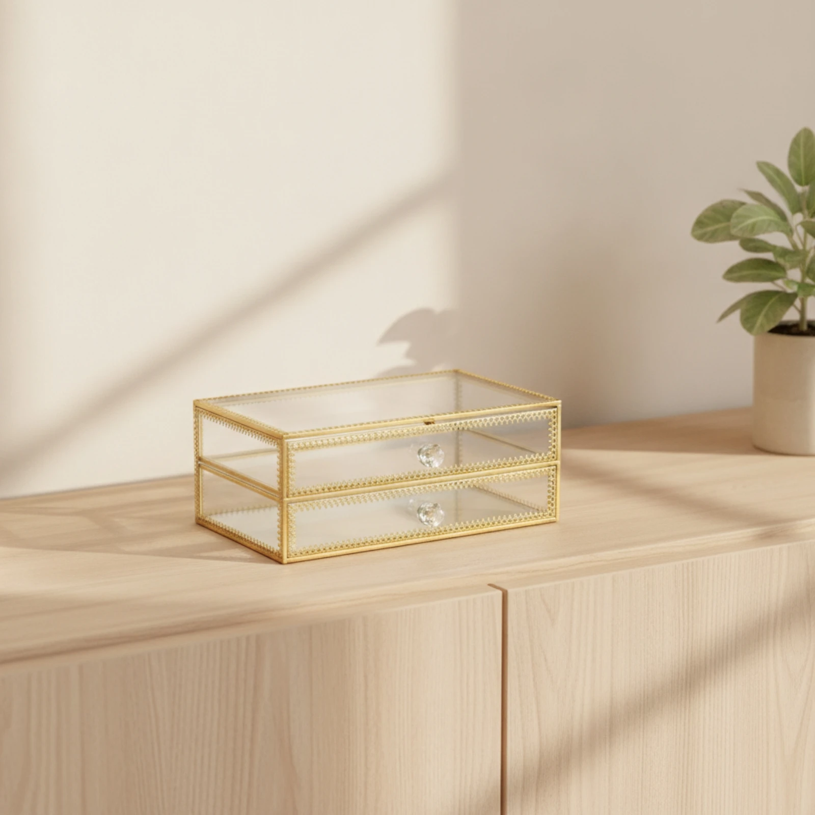 Jewelry Box with Drawers Pressure-Resistant Glass Jewelry Box Compact Shockproof for Women, Vanity, Dresser