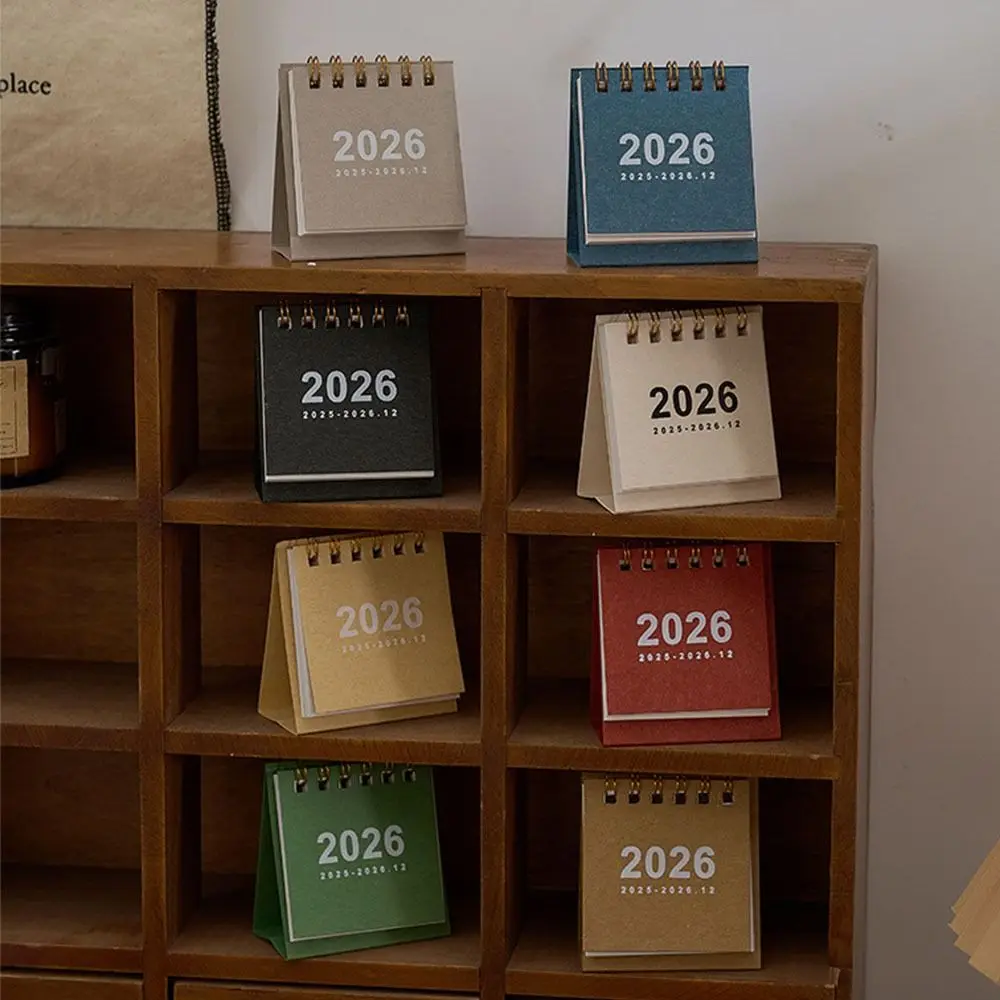 Simple Coil 2026 Desk Calendar Portable Desktop Decoration Mini Calendar Schedule Planner Gifts