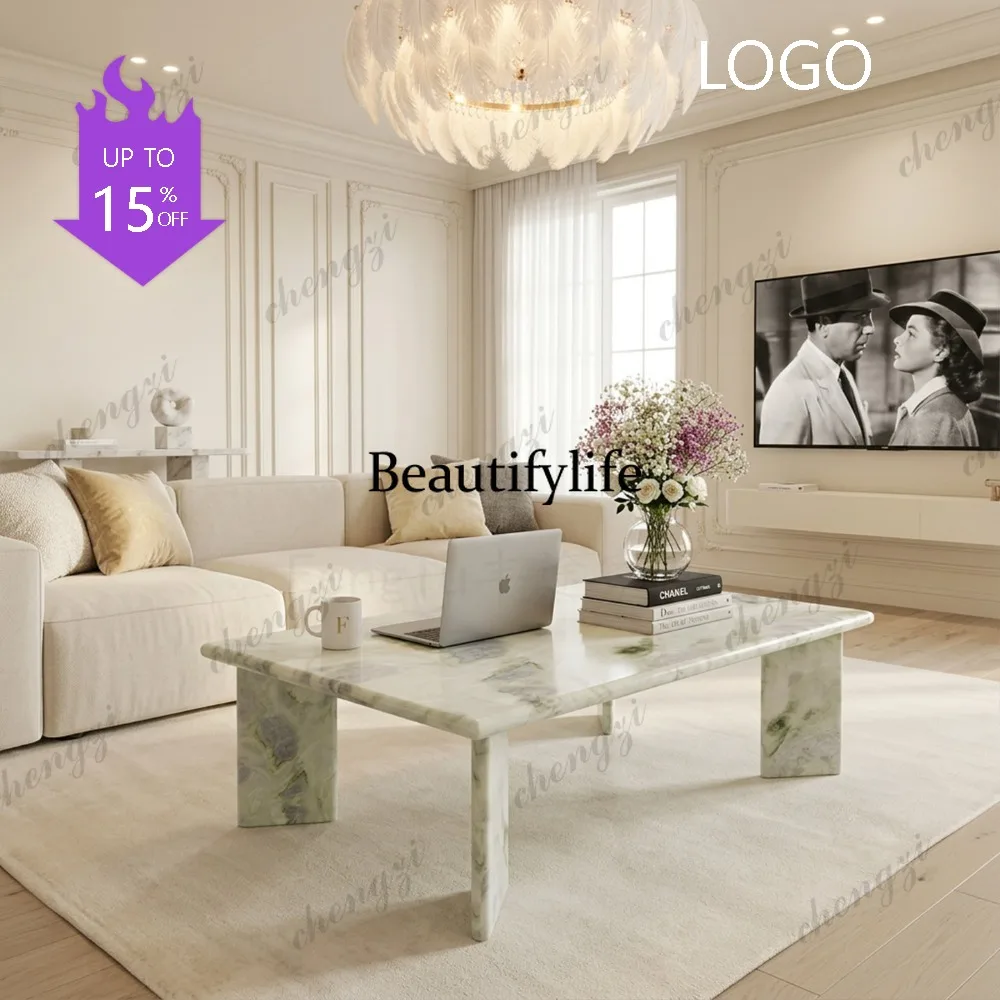 M132 Italian light luxury high-grade natural marble rectangular coffee table living room designer coffee table