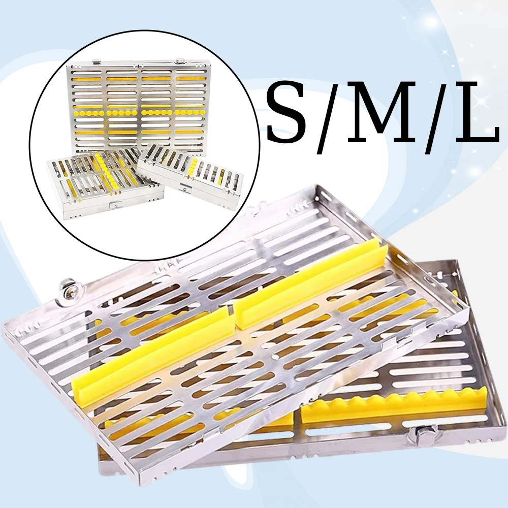 

Autoclavable Stainless Steel Dental Sterilization Tray for Burs Files and Surgical Instruments with Lock and Compartments