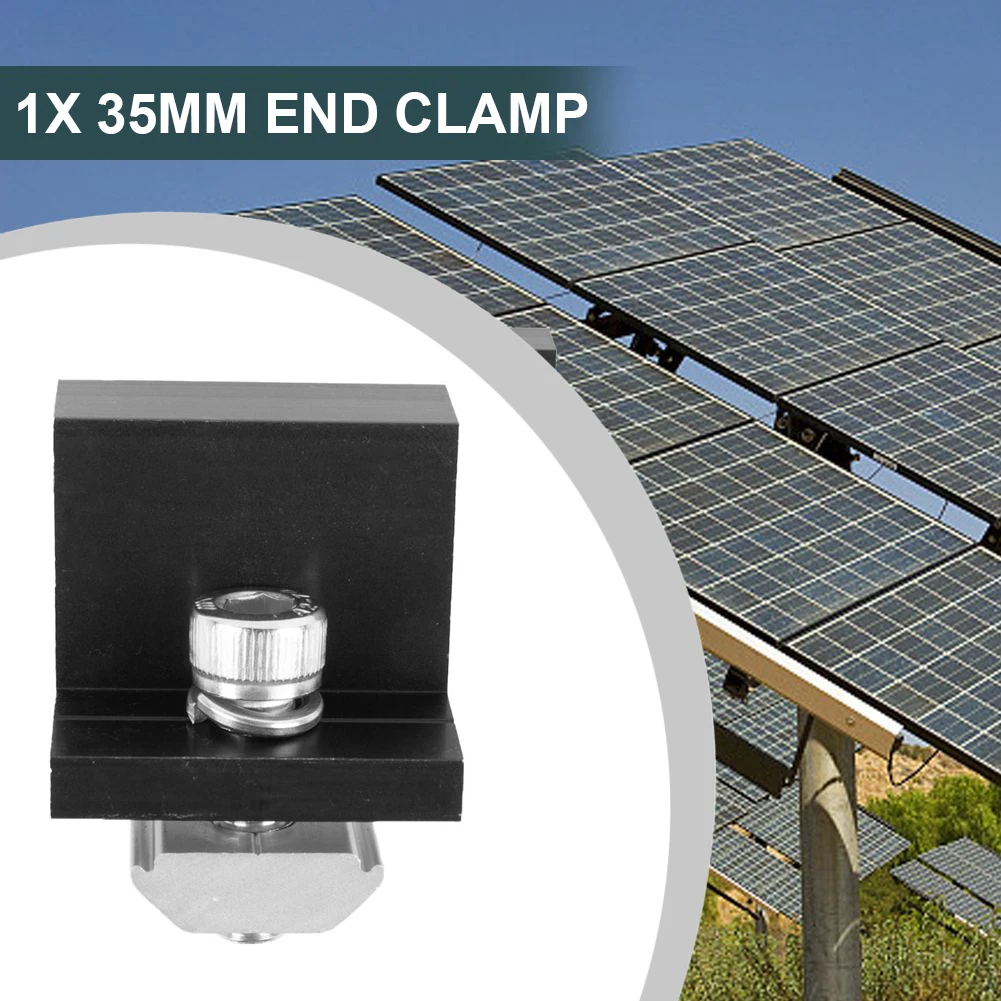 Solar Panel Bracket Fixing PV End Clamp Middle Clamp Mounting 30mm/35mm Black Solar Panel Racking Clamps Holder Mounting Rail