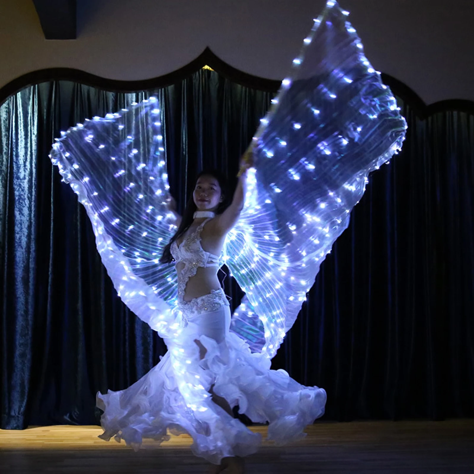 Isis Wings Colorful LED Butterfly Wings with Telescopic Pole Belly Dance Show Costumes Used For Carnival Party Carnival Stage