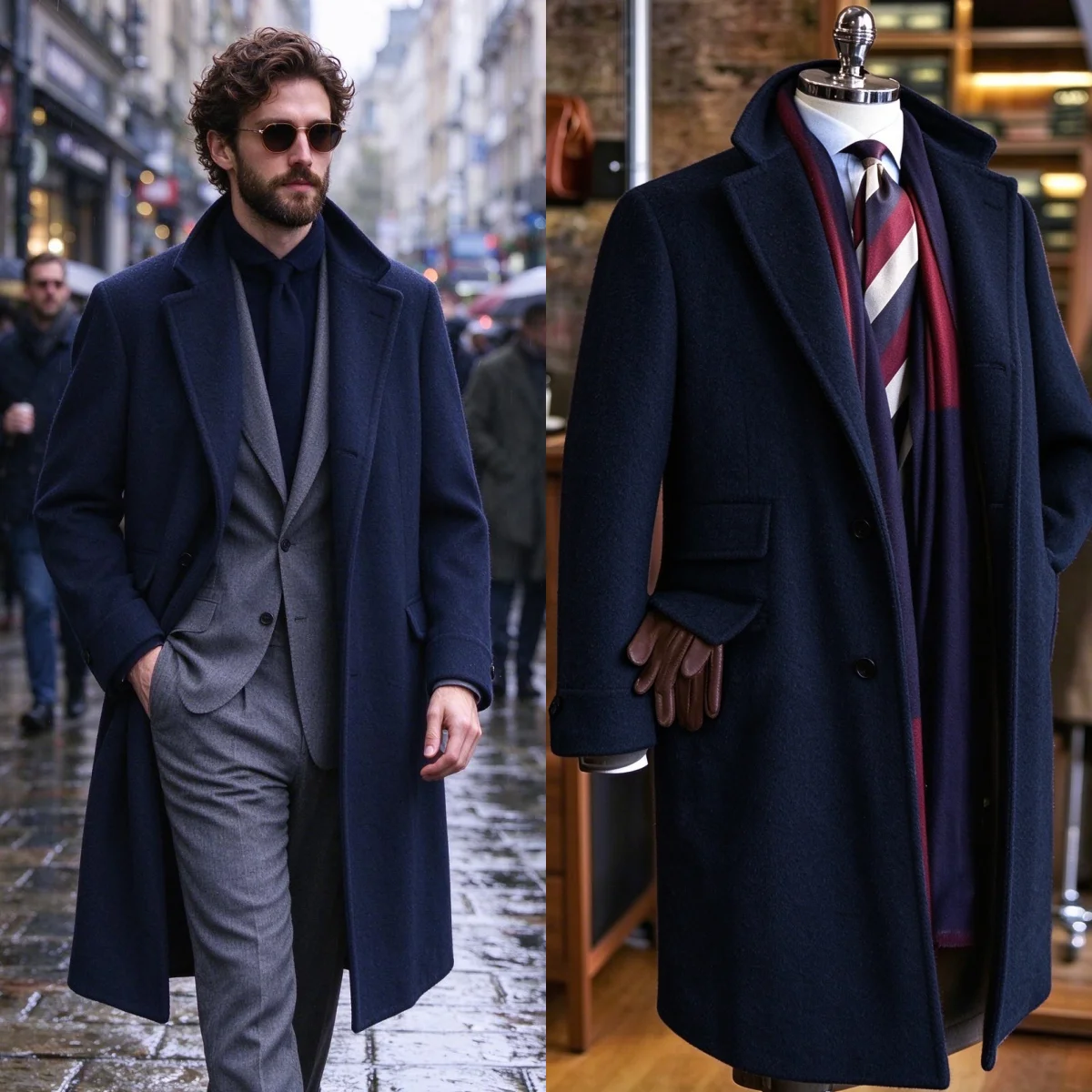 Simple Solid Men Casual Overcoat Single Breasted Notched Wool Blend Slim Fit Formal Business Coat Custom Mid Length Outerwear