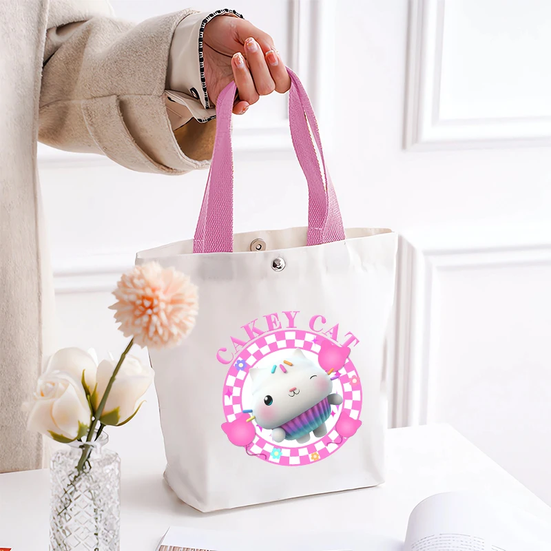غابي دمية حمل الحقائب للمرأة أنيمي القطط حقائب اليد موضة التسوق السفر مكتب المحمولة حقيبة قماش كيس مزموم هدية عيد ميلاد #2