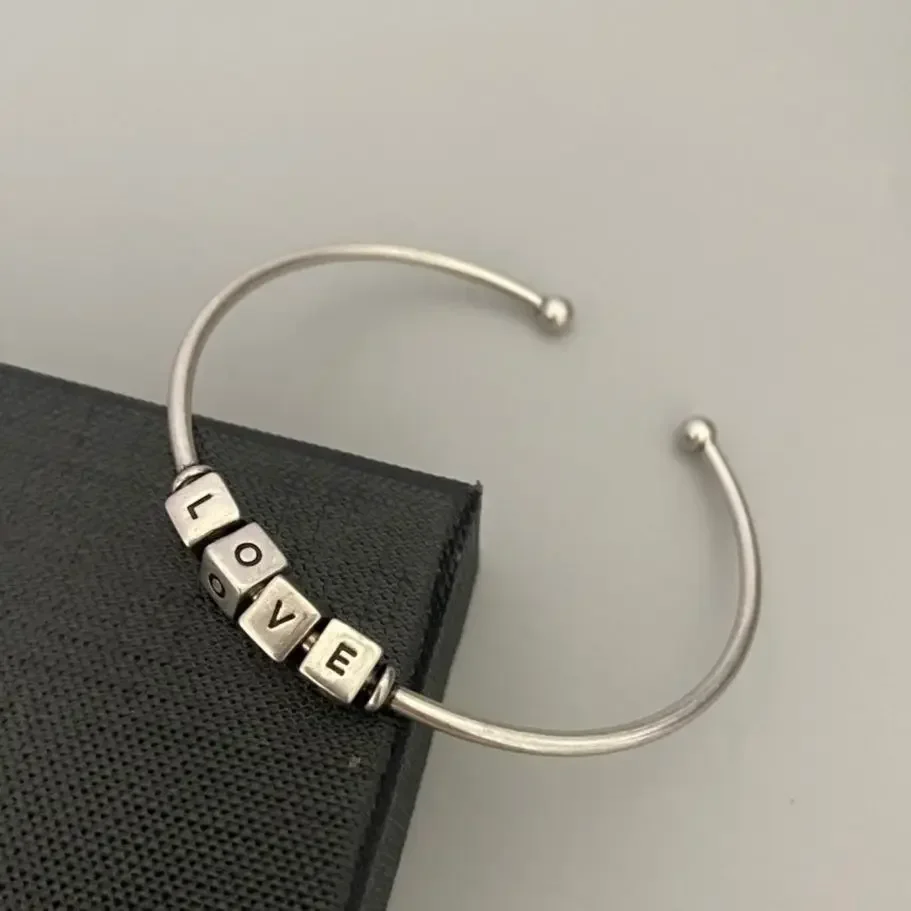 Fashion Europe Silver Opened Classic Letters Bracelet Woman High Quality Designer Brand Jewelry