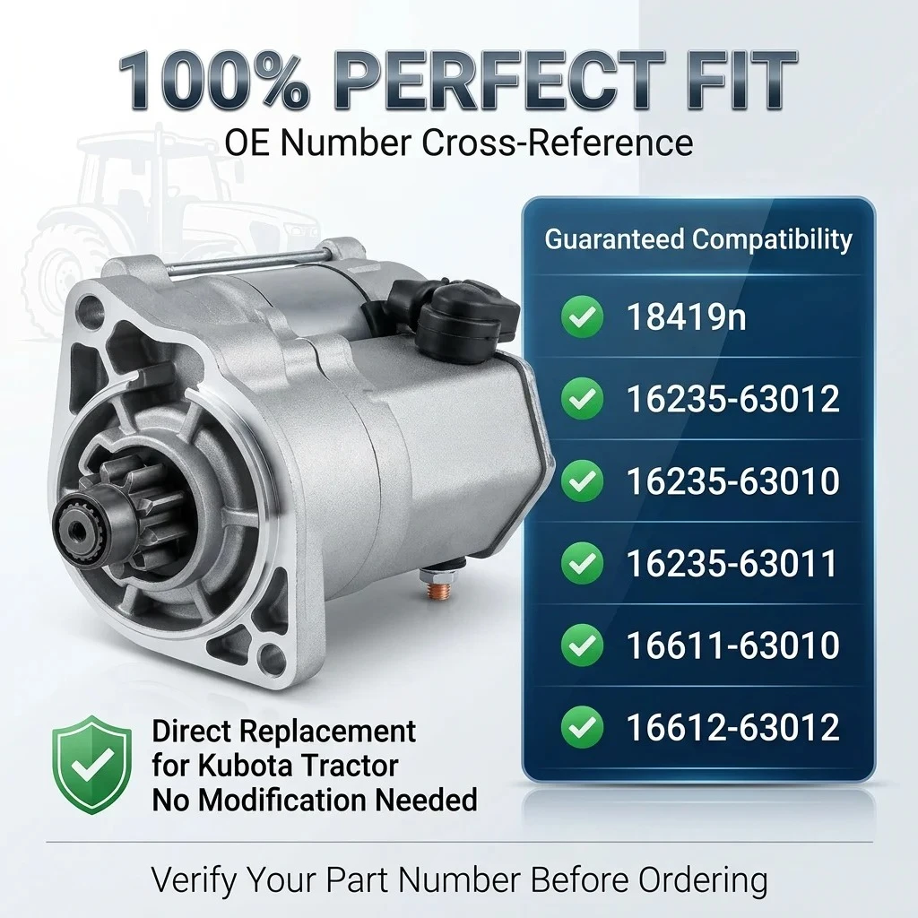16235-63012 16235-63010 Starter Motor For Kubota Tractor Diesel Engine 12V 1.4KW 9T For D1105 D1005 V1505 KX61-2 BX23 Models
