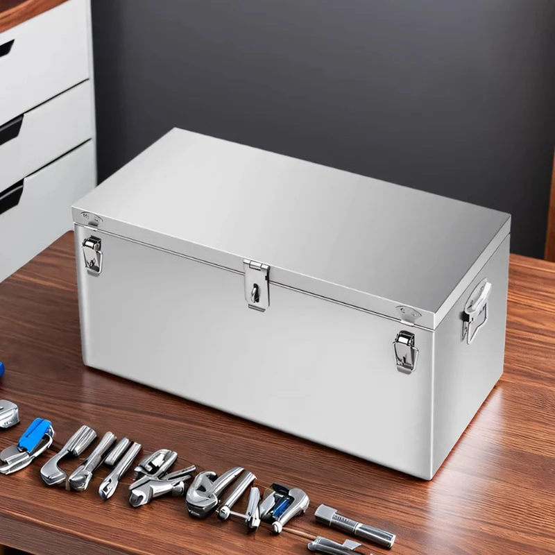 Stainless Steel Toolbox Large Capacity Tool Organizer Suitcase Multifunctional Hardware Tools Storage Box Waterproof Boxes