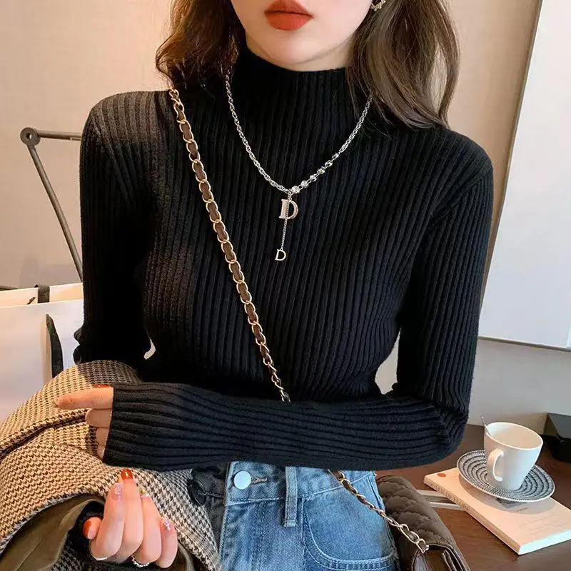 

High Quali Women's Knitted Sweater f High Collar Slim Fit Faionable Inner Wear Autumn Winter Top Artificial Fiber