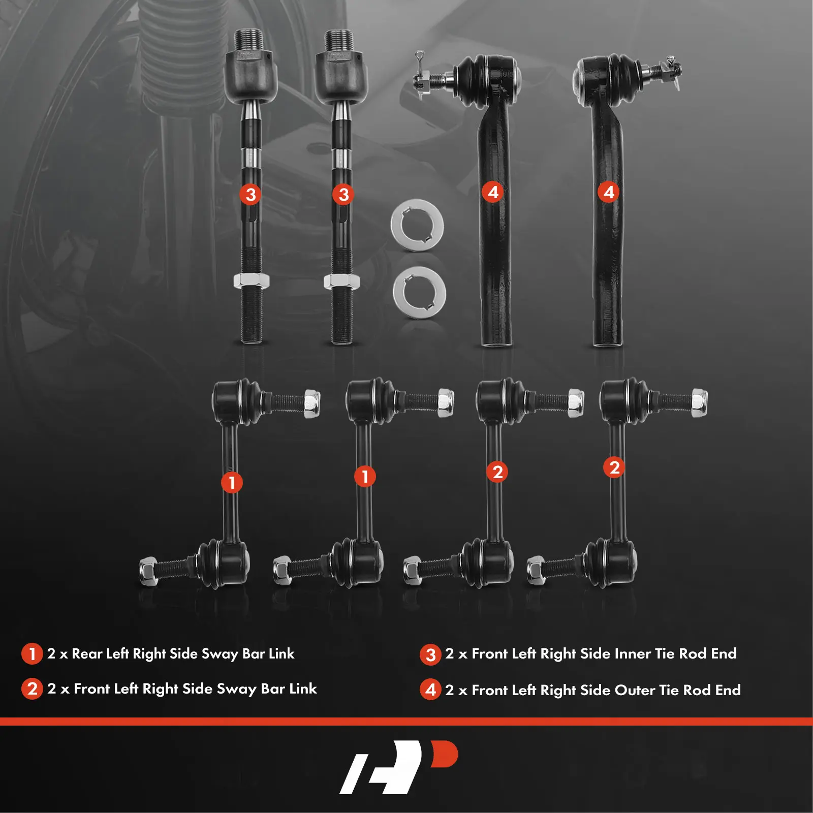 A-Premium 8x Front & Rear Sway Bar Link Tie Rod End for Ford Edge 2011-2014 Lincoln MKX 2011-2015