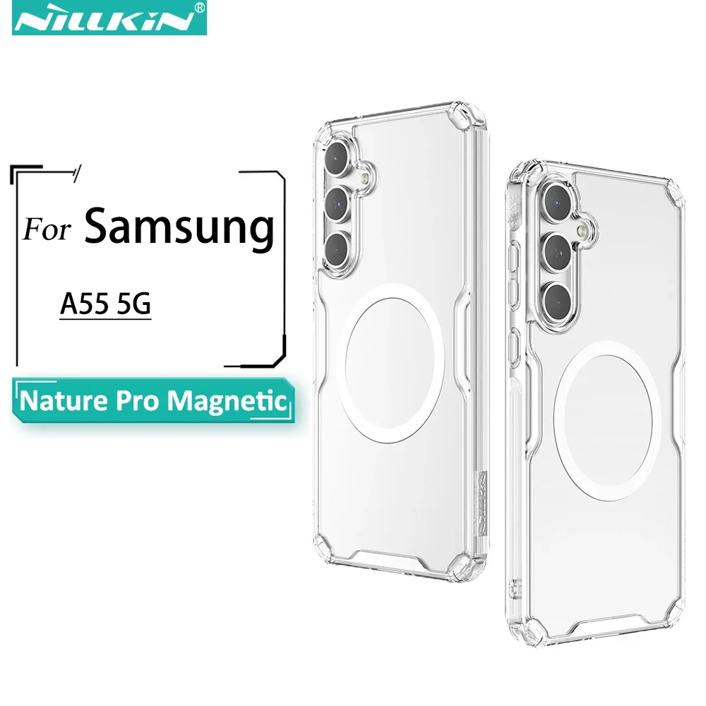 

Original Nillkin Transparent Armor TPU Magsafe Case for Samsung Galaxy A55 Airbag Corners Magnetic Wireless Clear Back Cover