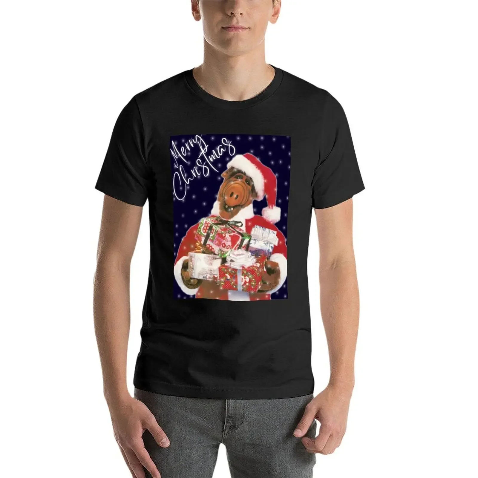 ALF Weihnachts-T-Shirt, Anime-T-Shirts, Grafik, Übergröße, Kleidung, Hemden, Herren, Grafik