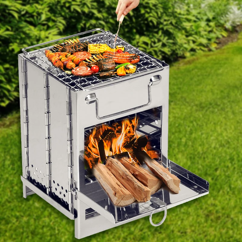 

Barbecue Portable Charcoal Grill Mini All for Kitchen Accessories Outdoor Travel Camping Folding Bbq Gadgets Tools Square Kebab