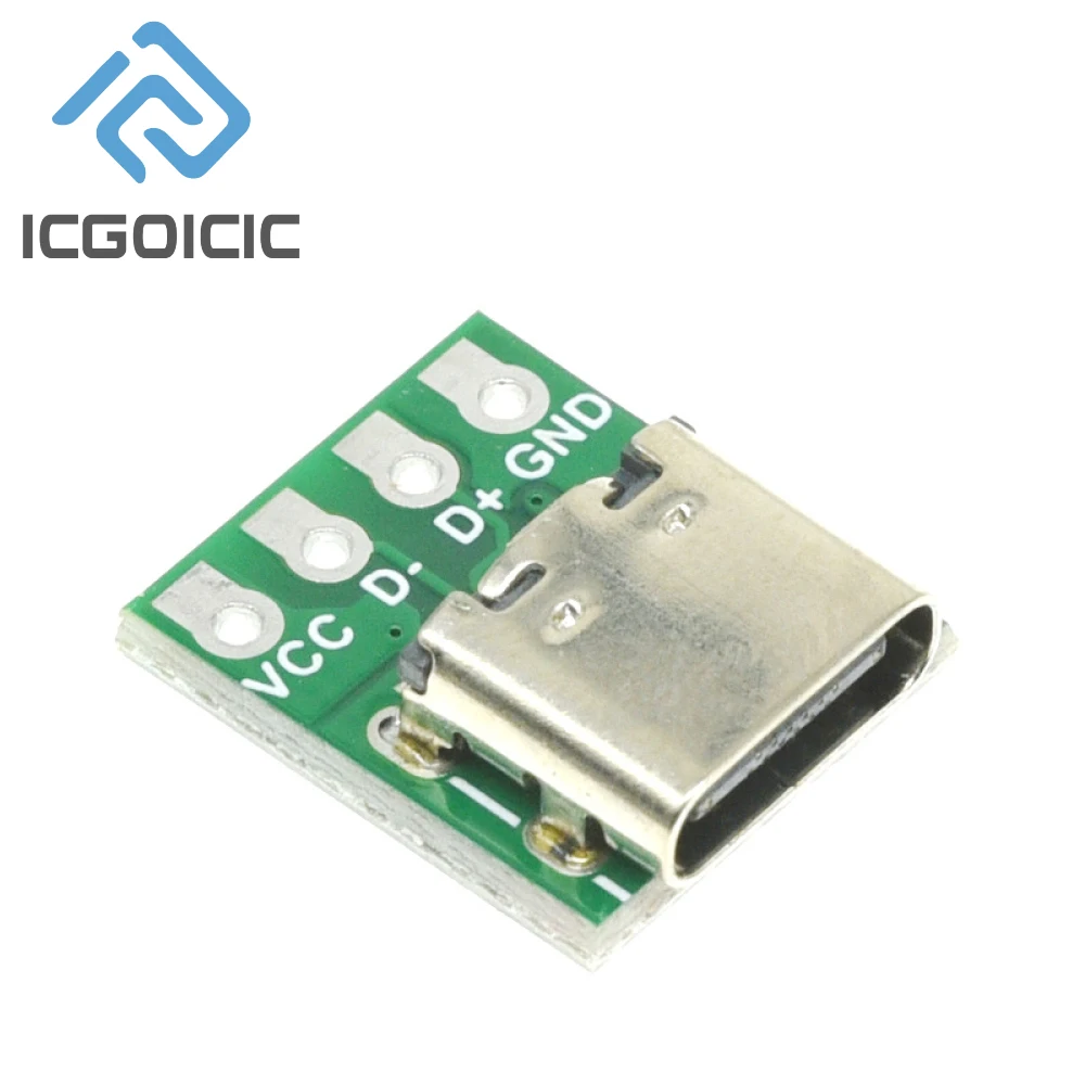 1-100PCS USB 3.1 Type C Connector - 16 Pin PCB Board Adapter, Socket for Data Line Cable Transfer