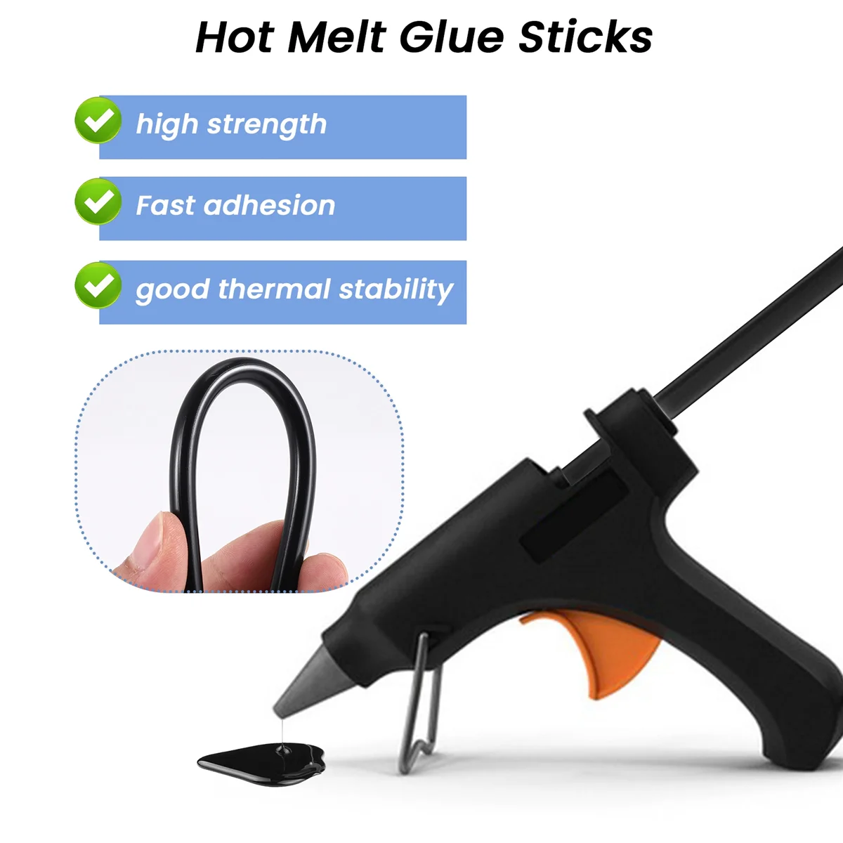 B-T 10PCS Hot Melt Glue Adhesive Sticks 150x7mm Black