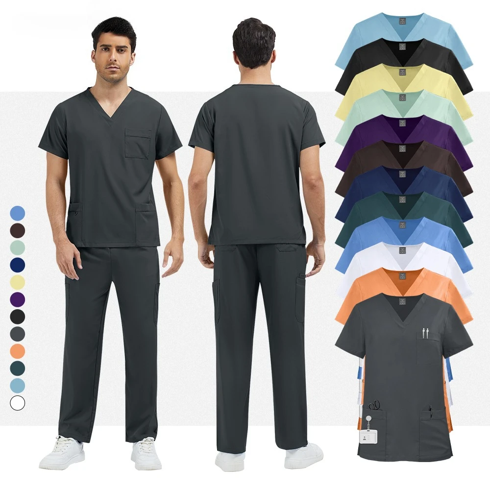 Nurse Suit Short Sleeved V-neck Top and Jogging Pants Made of Soft and Breathable Fabric Suitable for Fitness Suits