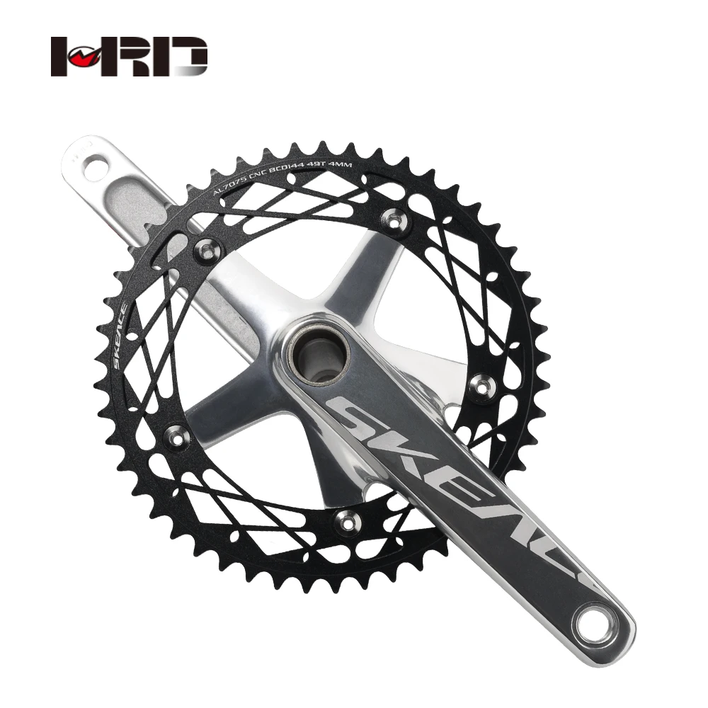 SKEACE TRACK BIKE Crankset 49T 165mm BCD144 Crankset Alumnium Alloy Single Speed Bicycle Chainwheel Fixed Gear Crank Including B