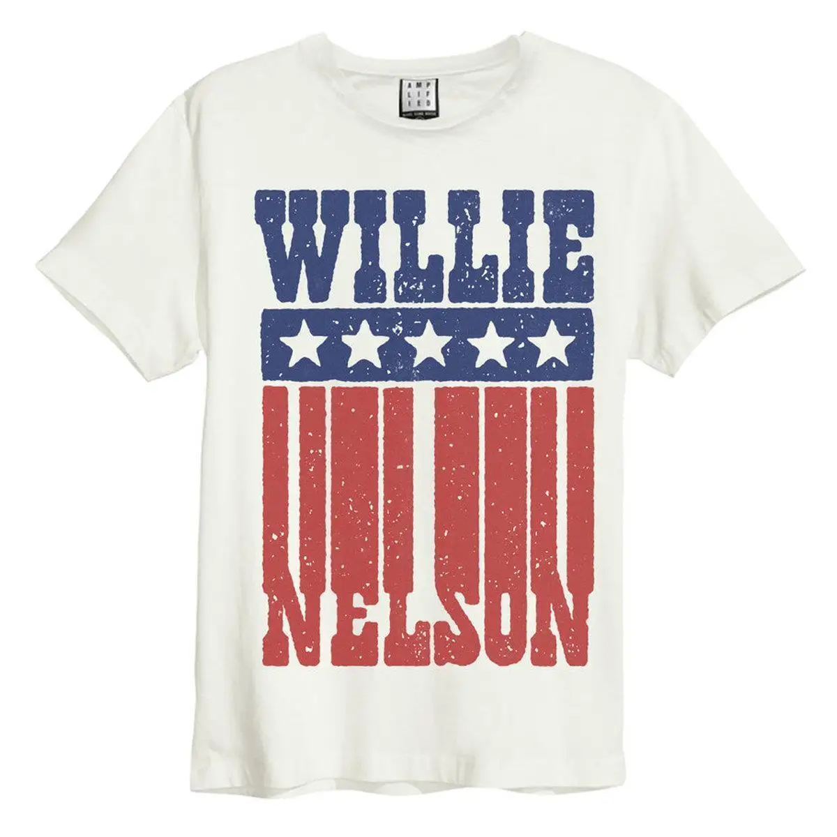 Amplified Willie Nellson Flag Vintage White T Shirt