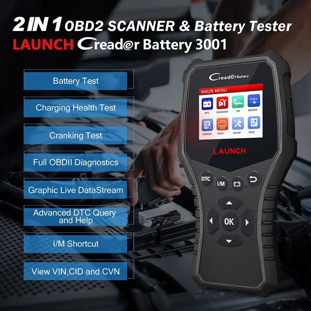 LAUNCH X431 CRB3001 Car Battery Tester OBD OBD2 Scanner Auto 12V Battery Diagnostic Tools Free Update PK CR3008 BST360