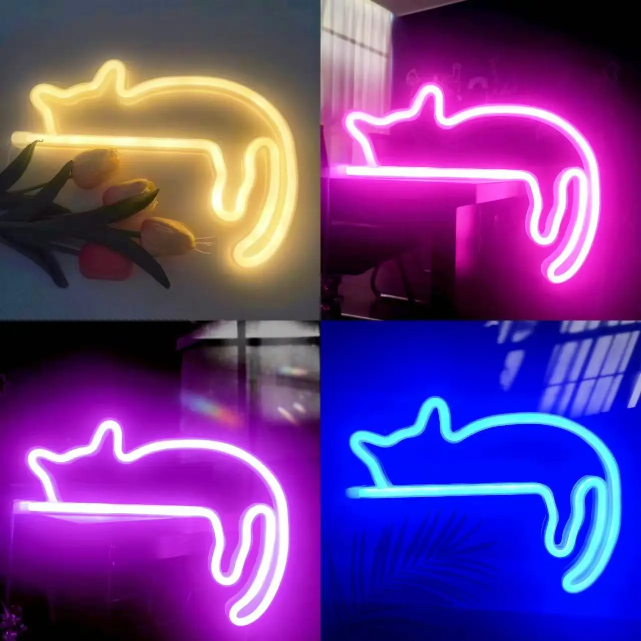 Sleeping Cat Led Neon Signature, Room Warm Arrangement, Birthday Gift, Holiday Party Decoration, Proposal Confession, USB or Battery Powered (Battery Not Included)