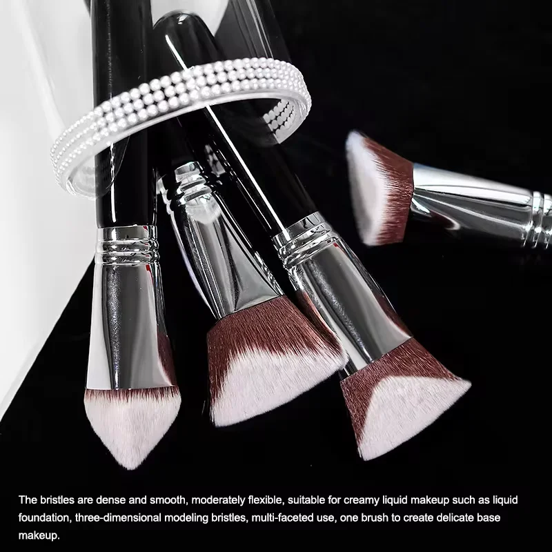 نوعان من فرش المكياج الهرمية 4D - مجموعة فرش كريم الأساس/أحمر الخدود للوجه متعددة الوظائف، شعيرات صناعية لا تسبب الحساسية #6