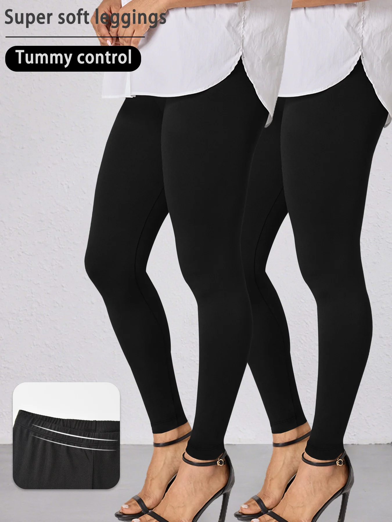 2 Pack Low Rise Women's Leggings with Super Soft Fabric - High Elasticity for Yoga Running Workout and Casual Everyday Wear