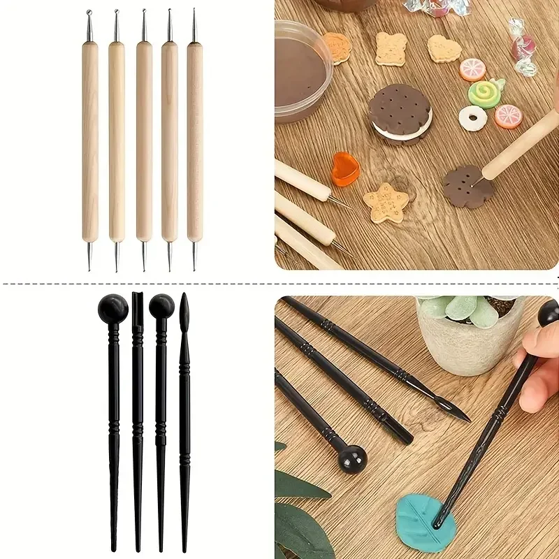 Pottery Clay Dotting Modeling Tools Set Nail Art Dotting Pen Art Handmade Polymer Clay Ball Rod Sculpting Tools