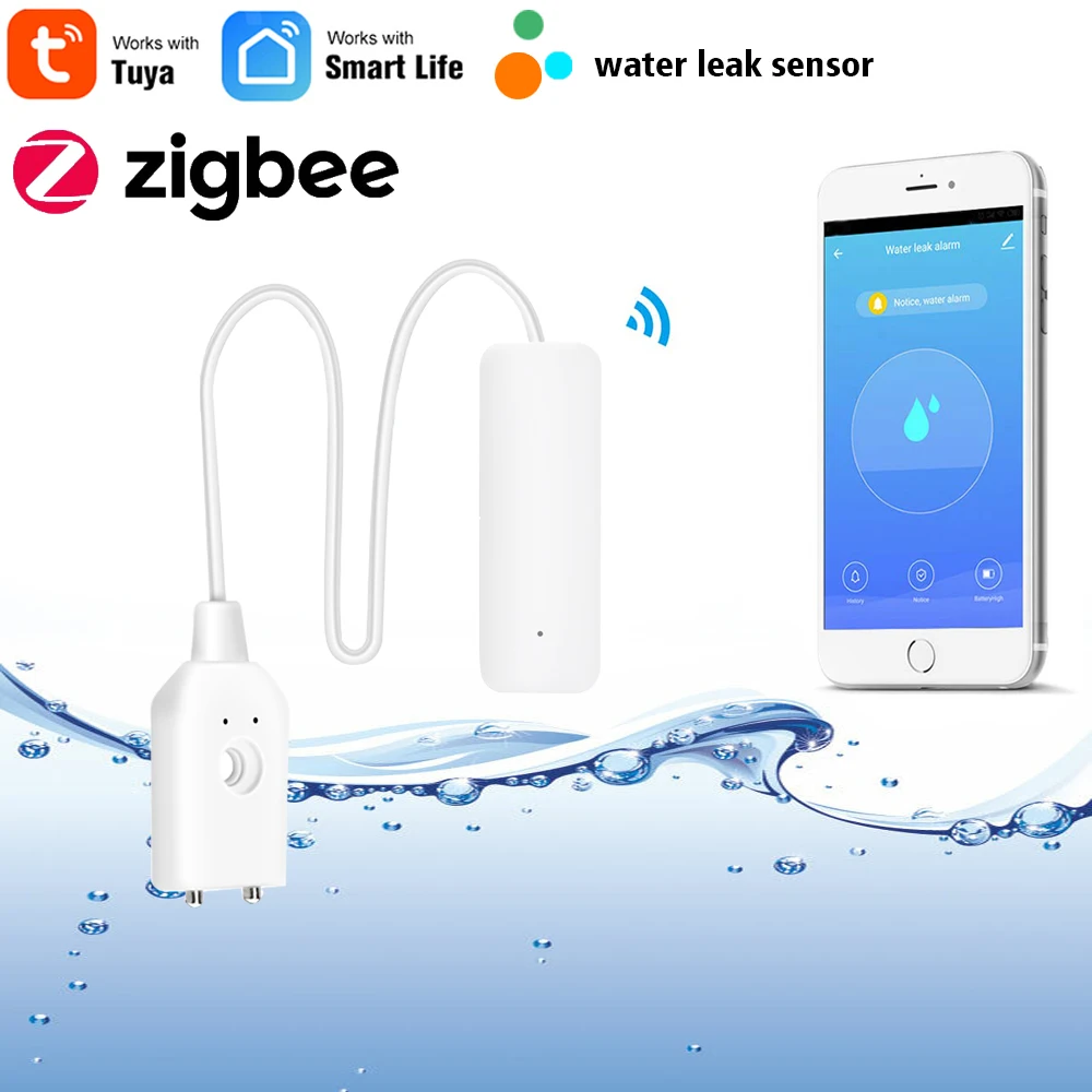 Tuya Zigbee Water Leakage Detector Smart Home Water Flood Sensor Work With Tuya Zigbee Gateway Support Smart Life APP