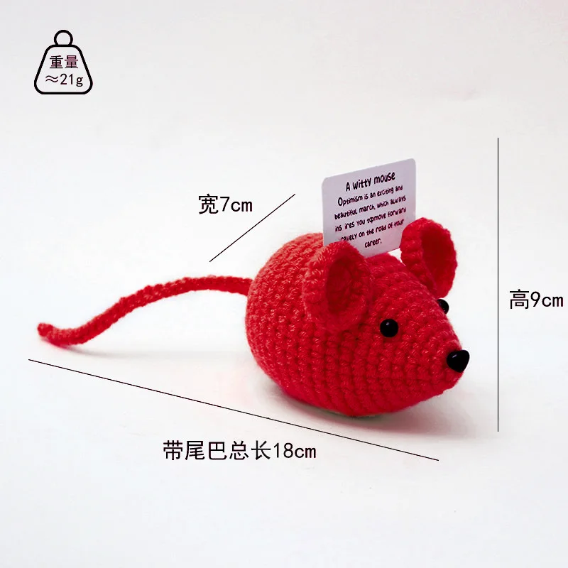 Poupée souris en Crochet positif avec carte d'affirmation, décoration de salle de maison, souris créative amusante faite à la main, ornements de bureau, cadeau