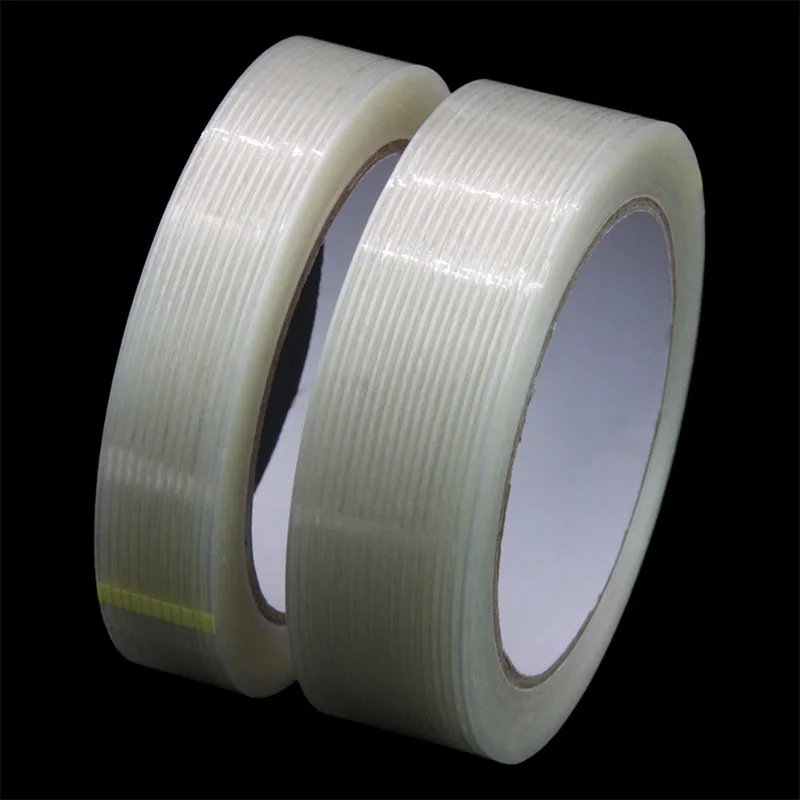 Striped Fiber Tape Lithium Battery Pack Insulation Wrap Fiberglass Tape Transparent Single Side Adhesive Seal Packaging Fixed